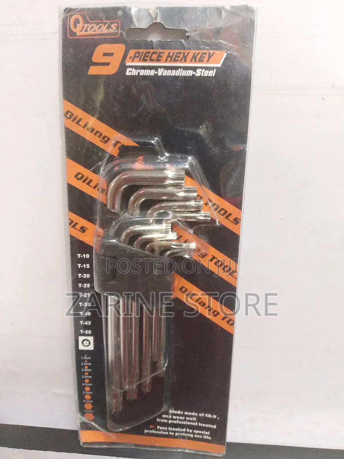 9 Pieces Hex Key Chrome Vanadium Steel Blade Made of Cr-V
