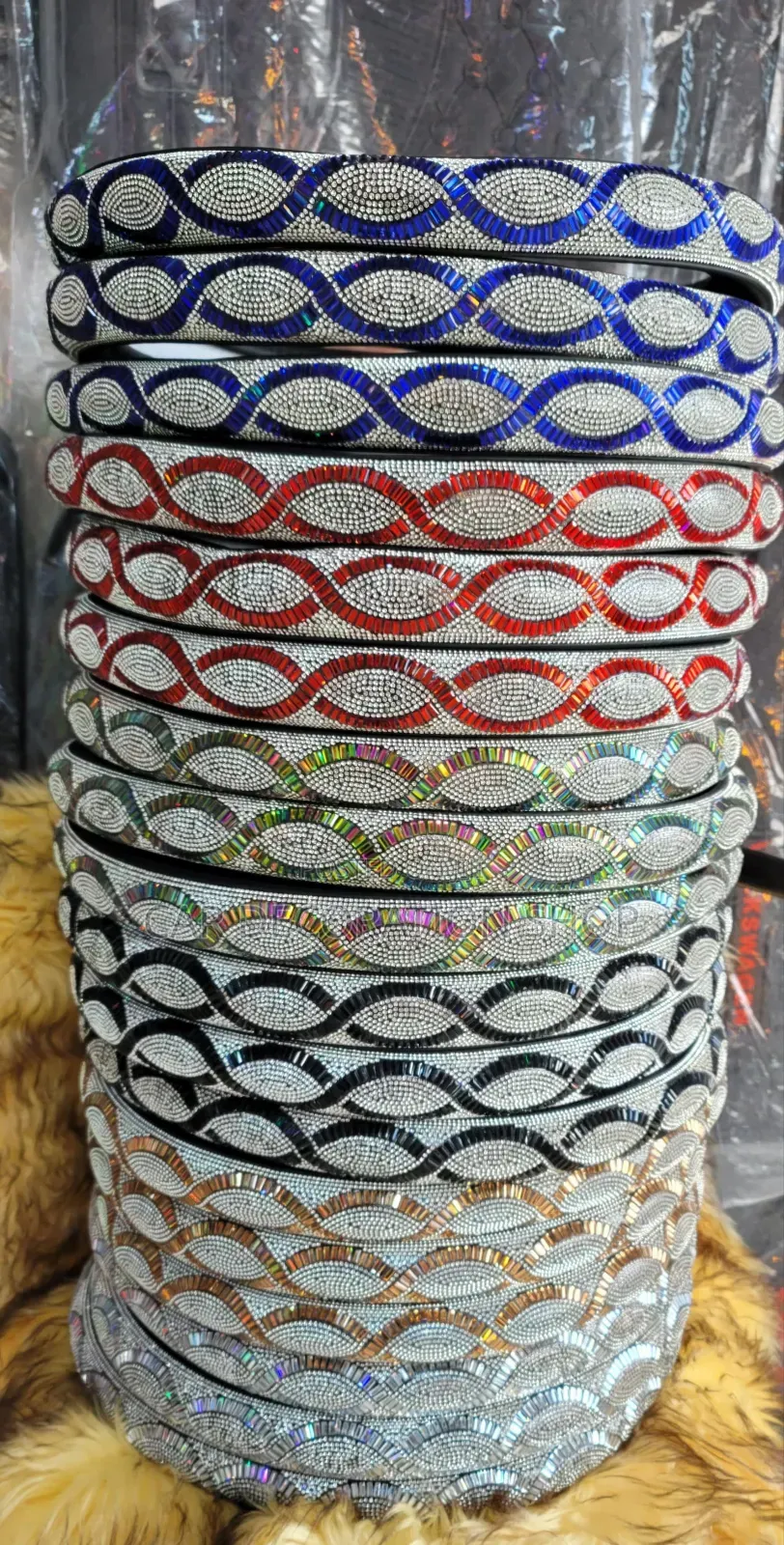 Blue,Red,Silver,Black,Gold Glittering Steering Wheel Cover