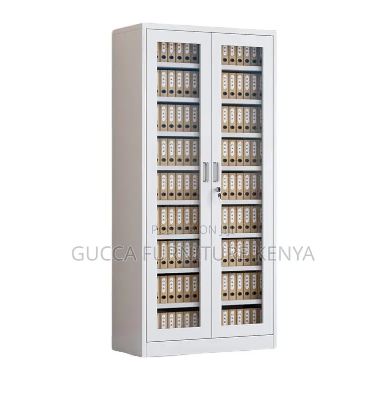 Cabinets: 2-Full-Body Glass Steel Storage Office Cabinet