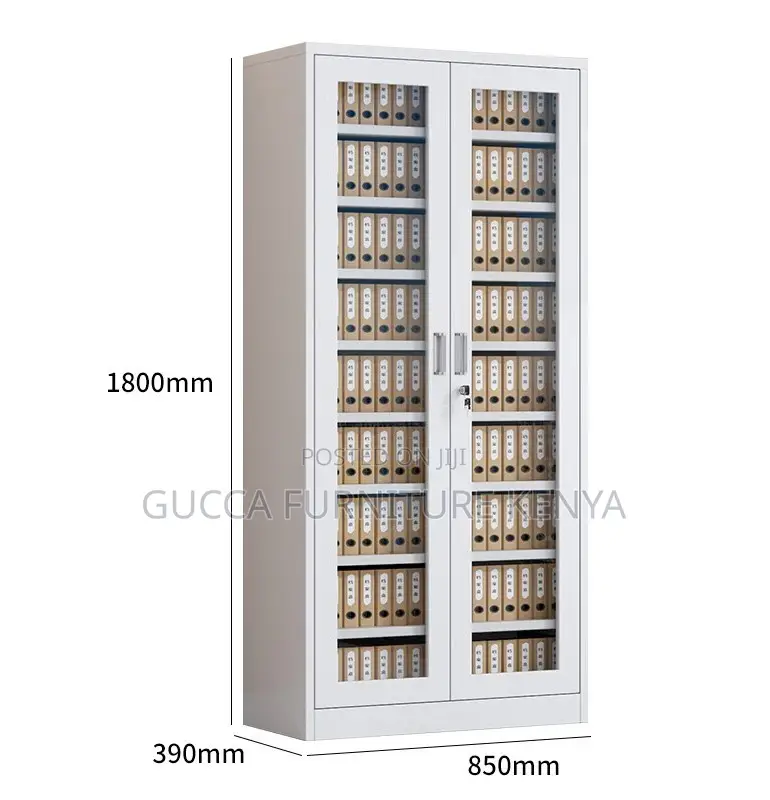 Cabinets: 2-Full-Body Glass Steel Storage Office Cabinet