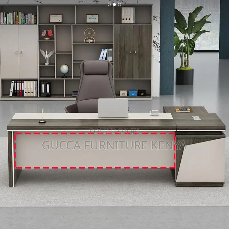 Office Tables:1.8 Meters Modern Brown L-Shape Executive Desk