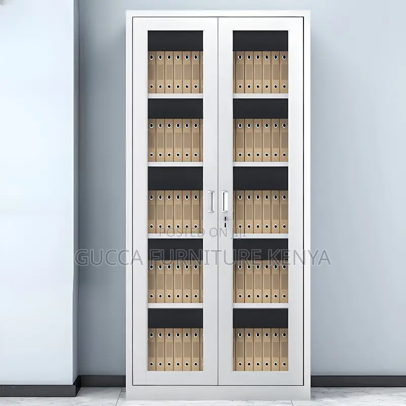 Cabinets: 2 Glass Door Rust Resistant Filing Office Cabinet