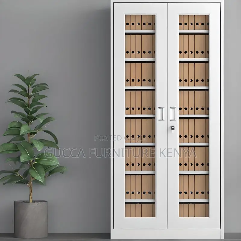 Cabinets: 2 Glass Door Rust Resistant Filing Office Cabinet