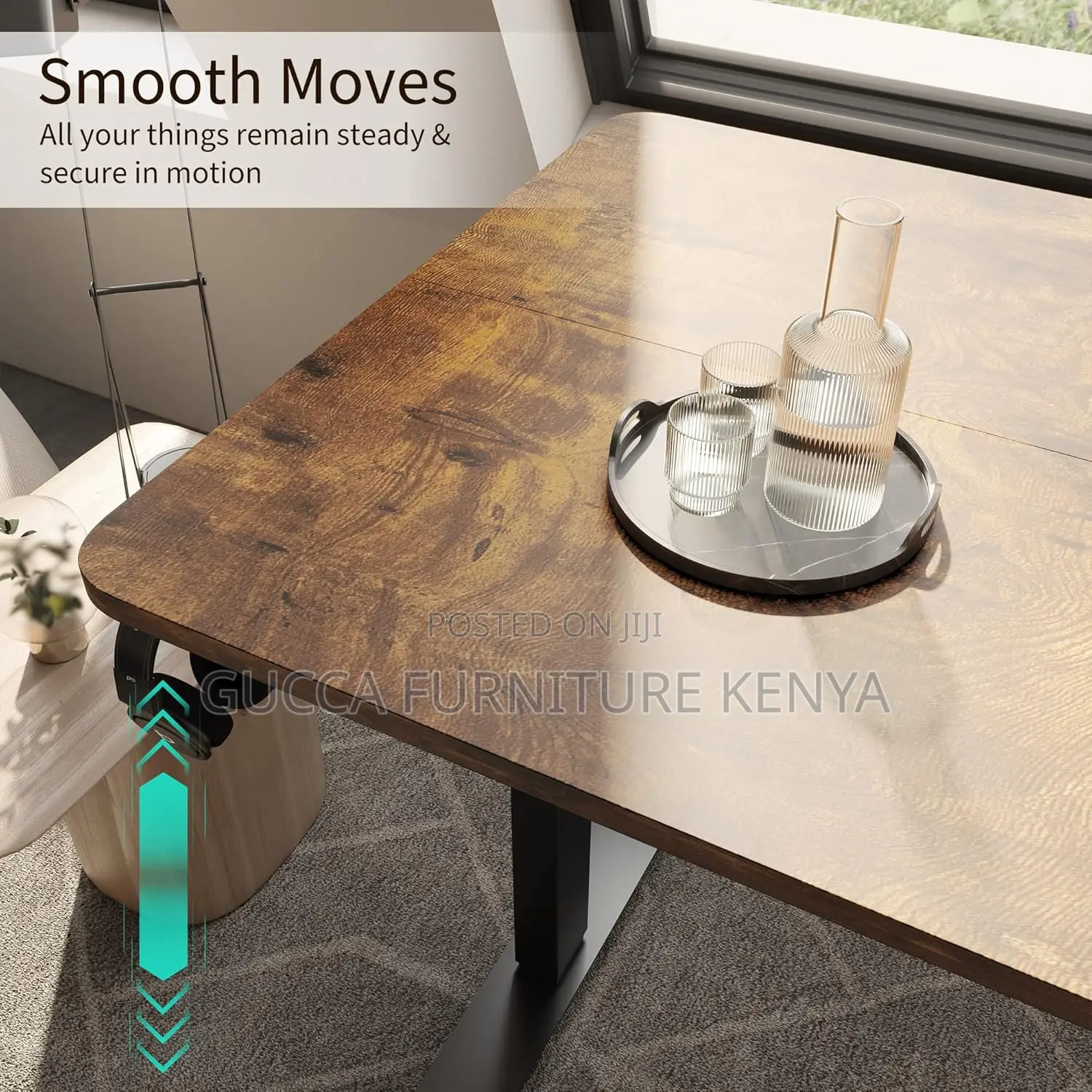 Office Tables:1200mm Brown Wooden Top Adjustable Office Desk
