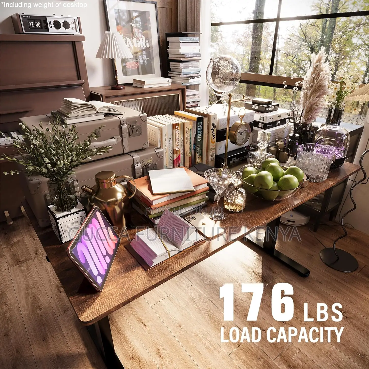 Office Tables:1200mm Brown Wooden Top Adjustable Office Desk
