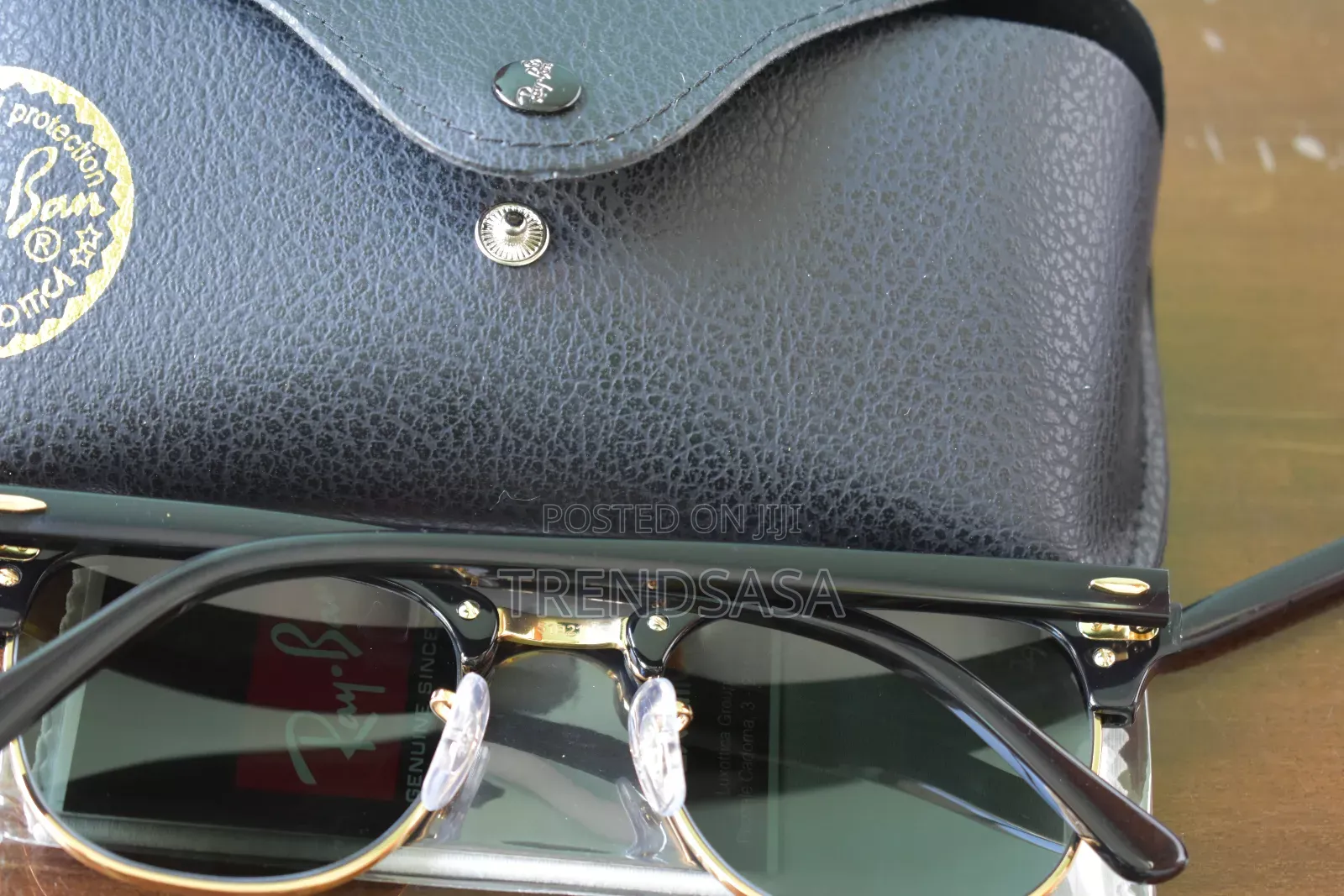 Raybans Clubmaster Black Frame and Gold Sunglasses