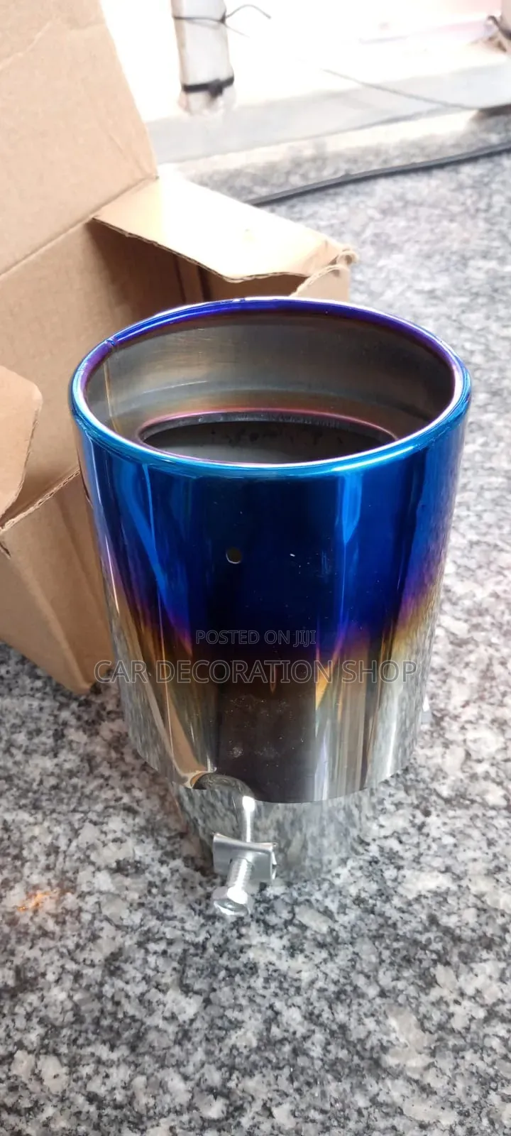 Single Exhaust Tip in Burnt Blue or Silver Tips