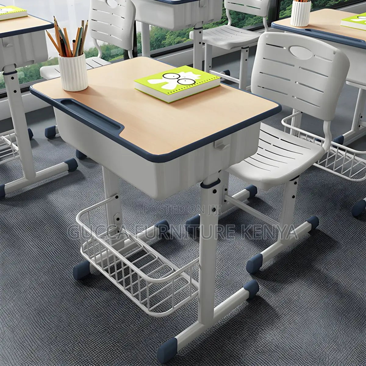 Kid's Furniture:Kids School Classroom Plastic Desk Chair Set
