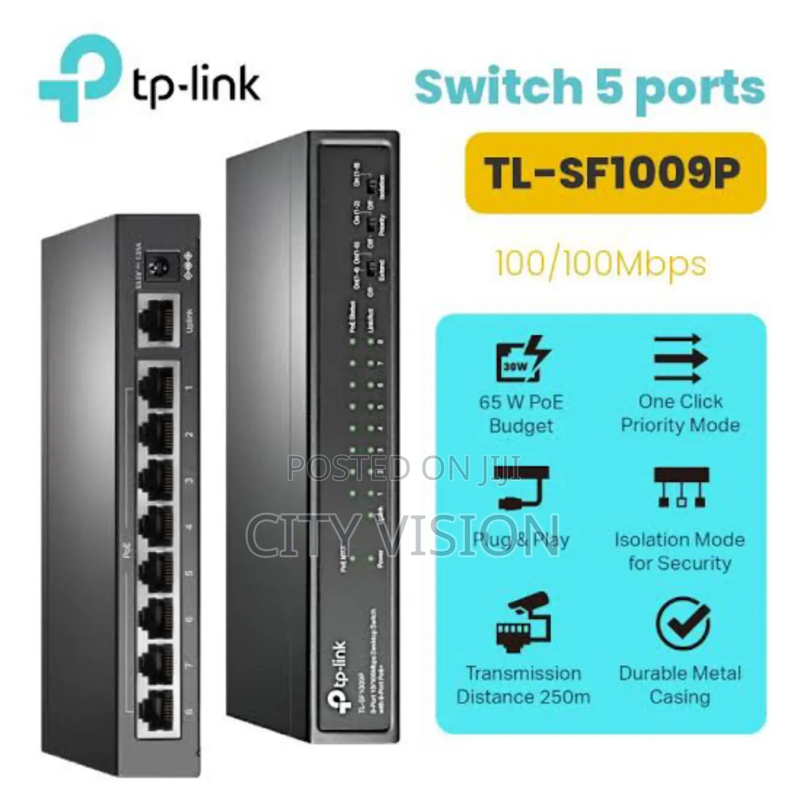 Tp-Link 9-Port Tl-Sf1009p Desktop Switch With 8-Port Poe