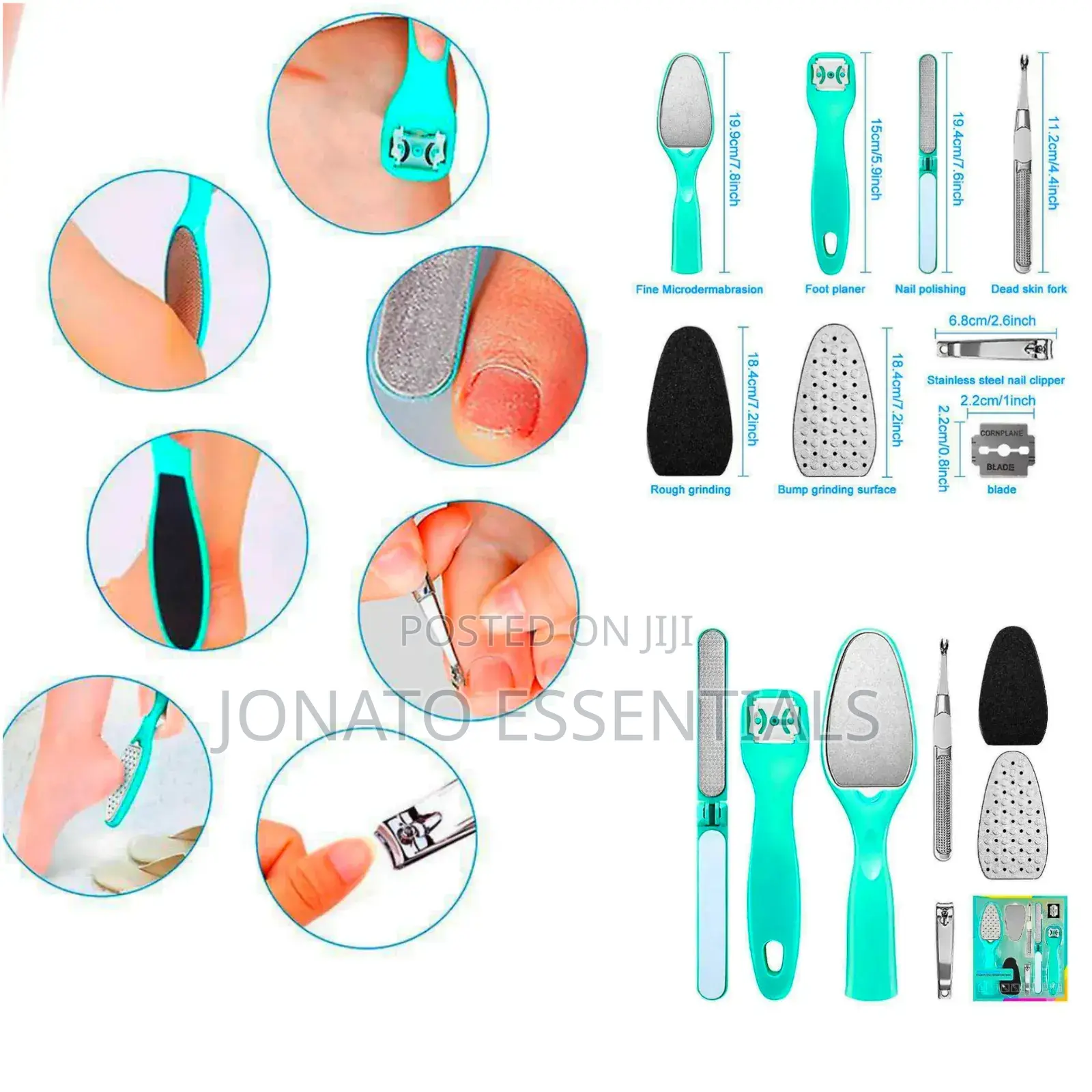 7pc Pedicure Set for Professional Nail Care and Calluses Kit