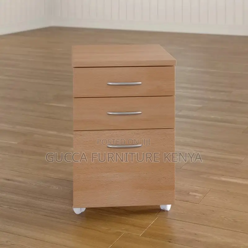 Cabinets: 3 -Drawer Mobile Wooden File Office Cabinet