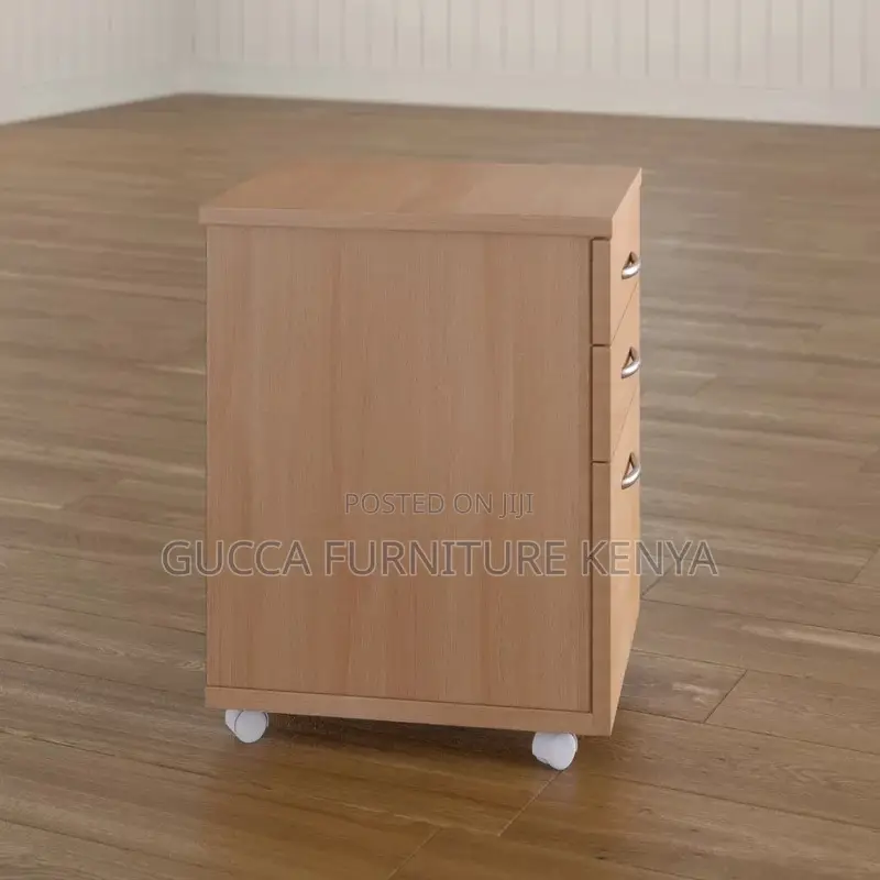 Cabinets: 3 -Drawer Mobile Wooden File Office Cabinet