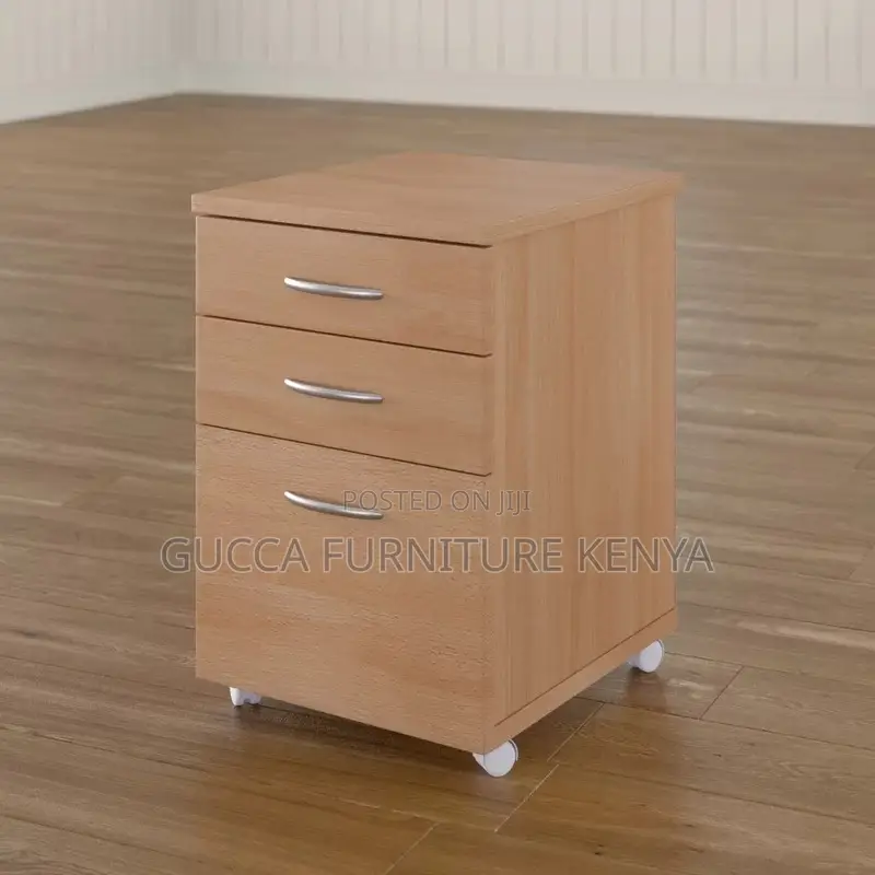 Cabinets: 3 -Drawer Mobile Wooden File Office Cabinet