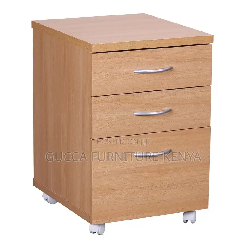 Cabinets: 3 -Drawer Mobile Wooden File Office Cabinet