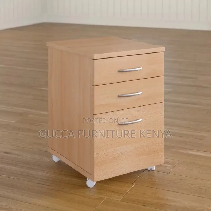 Cabinets: 3 -Drawer Mobile Wooden File Office Cabinet