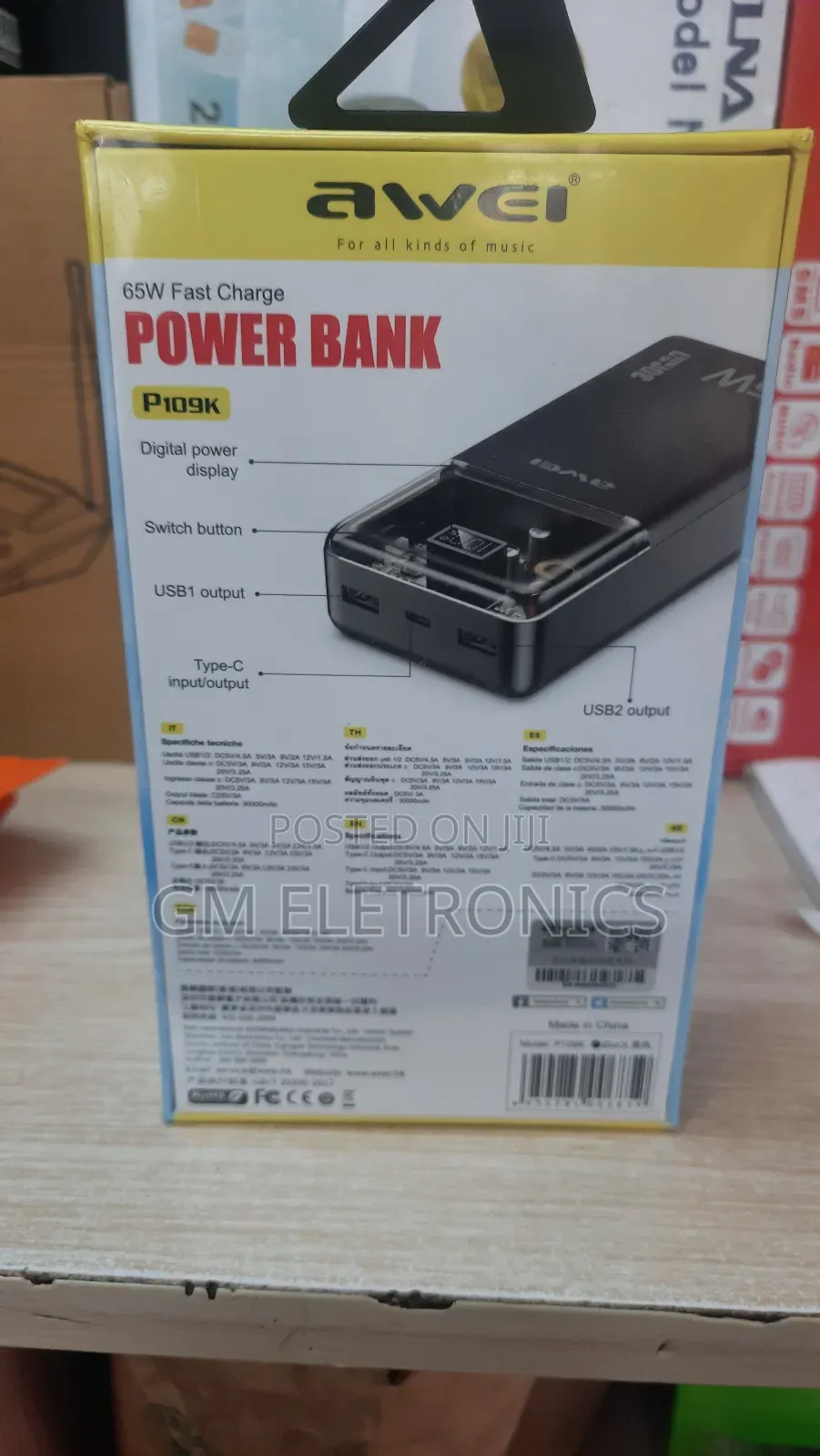 65W Fast Charge 30000mah Powerbank With Digital Display.