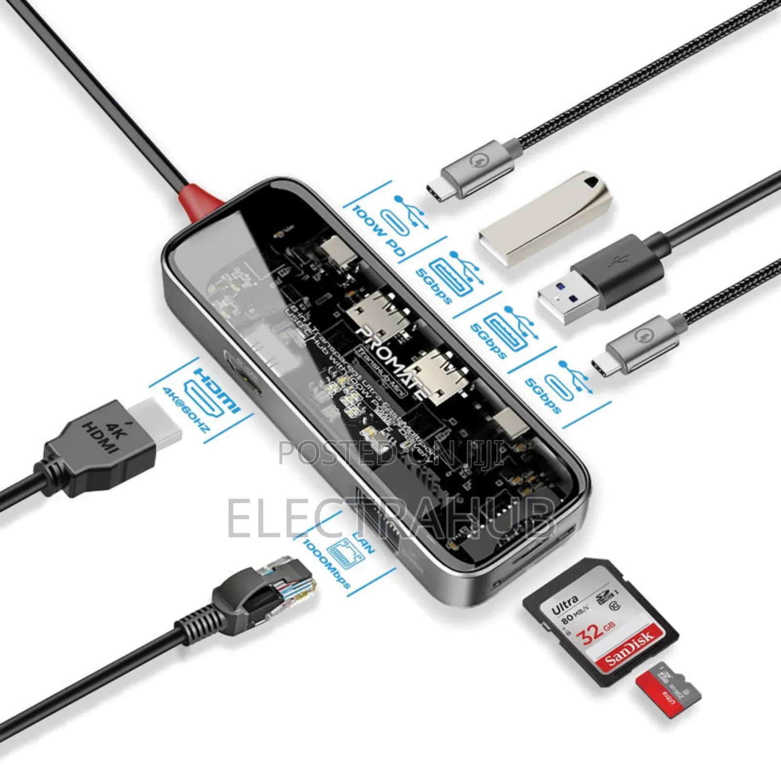 Promate Transhub-Mini
8-in 1 Transparent Multiport USB-C