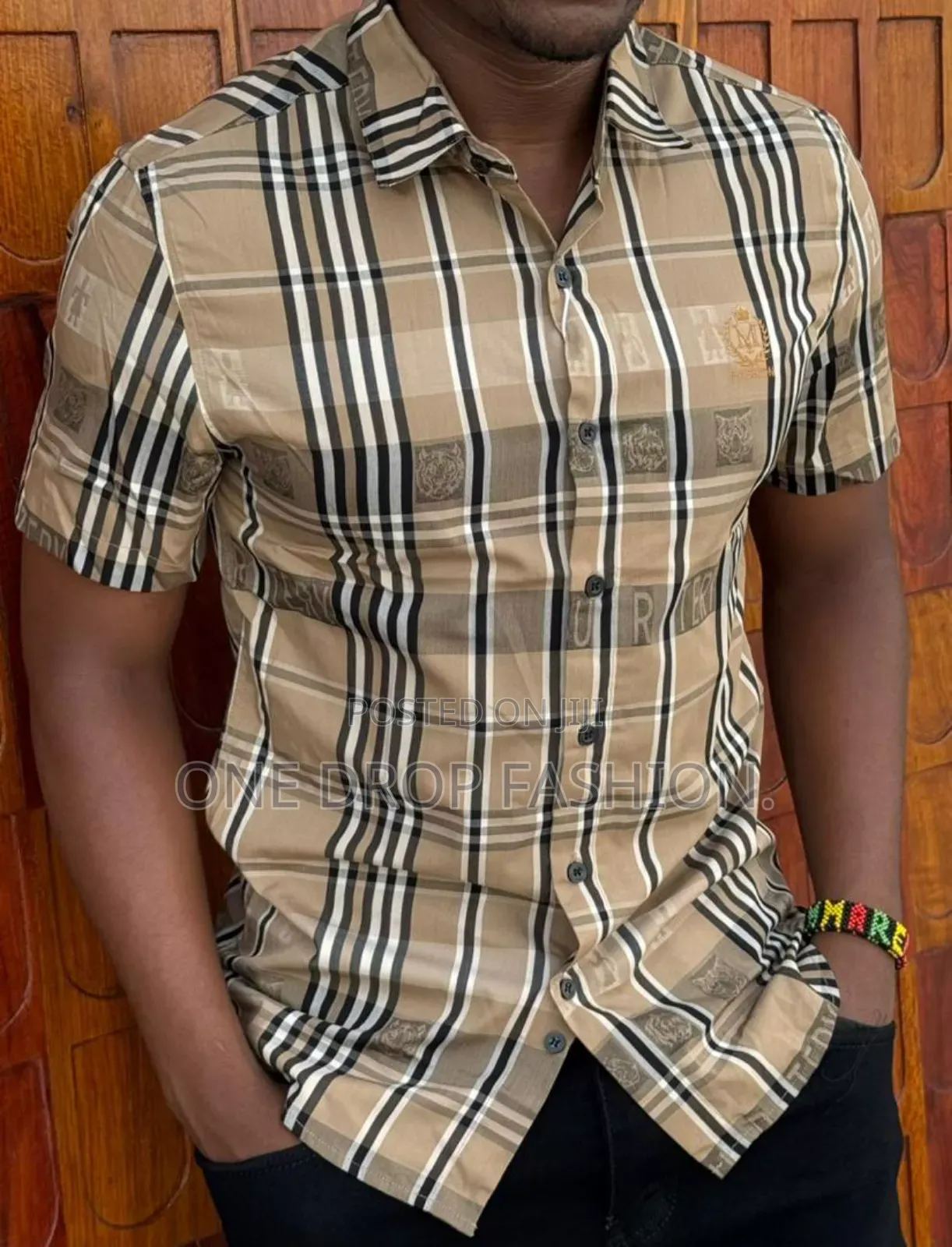 Brown Checked Short Sleeved Shirts