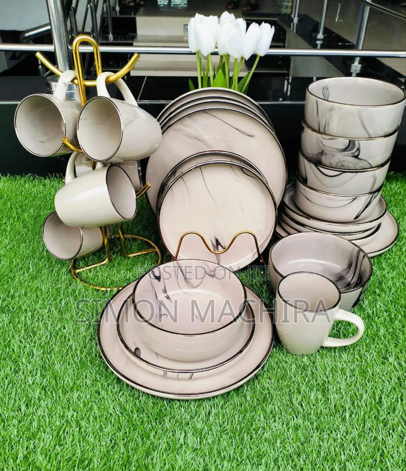 24 PCS Marble Dinner Set