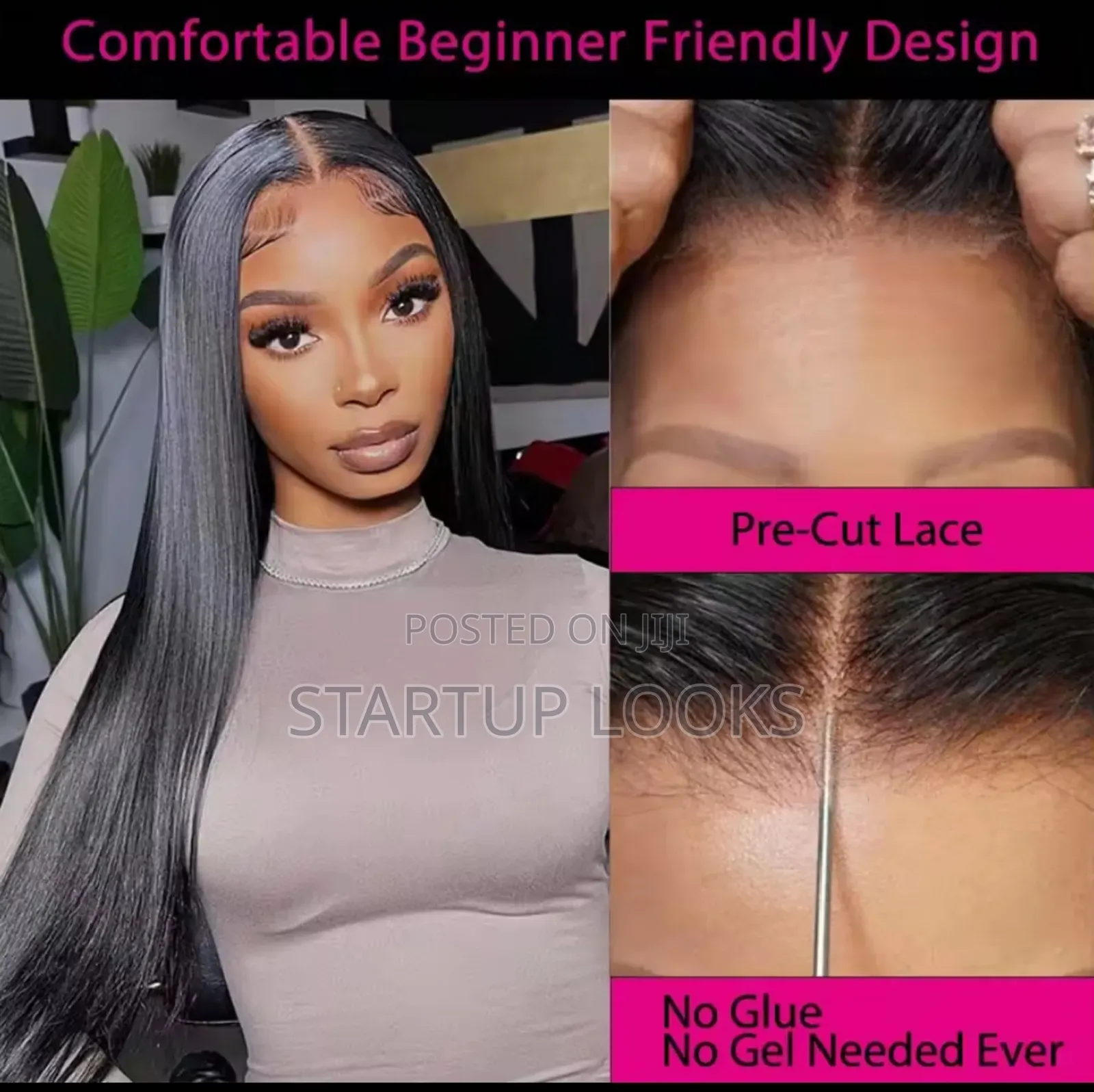Straight Human Hair Wig Lace Frontal Pre Plucked