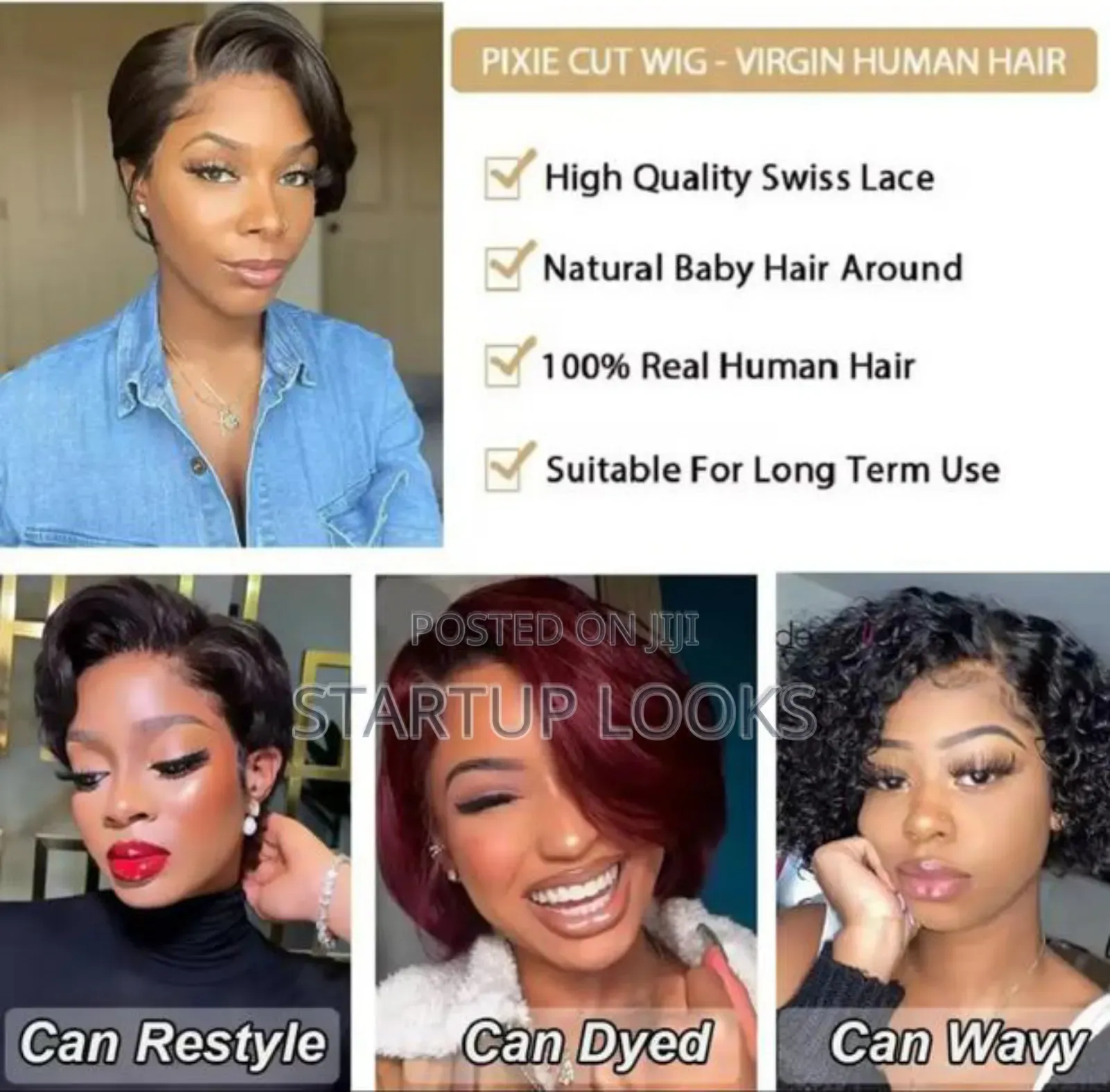 Pixie Tpart Short Human Hair Wig