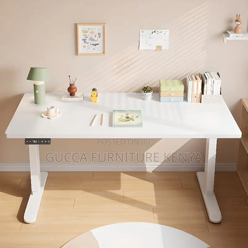 Office Tables: Computer Desk With Electric Height Adjustment