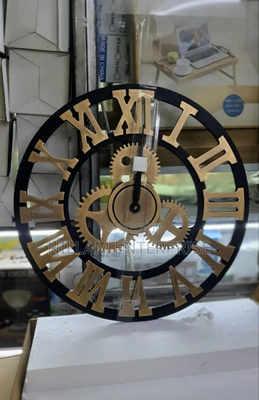3D Roman Vintage Gear Pocket Wall Clock