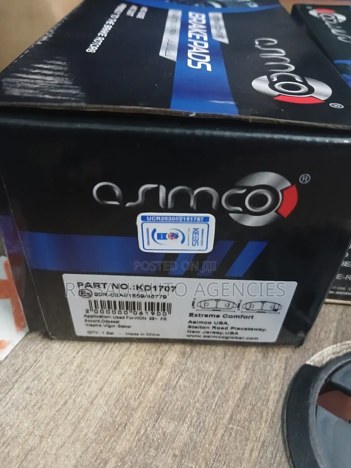 Honda Step Wagon Asimco KD1707 Front Brake Pads.
