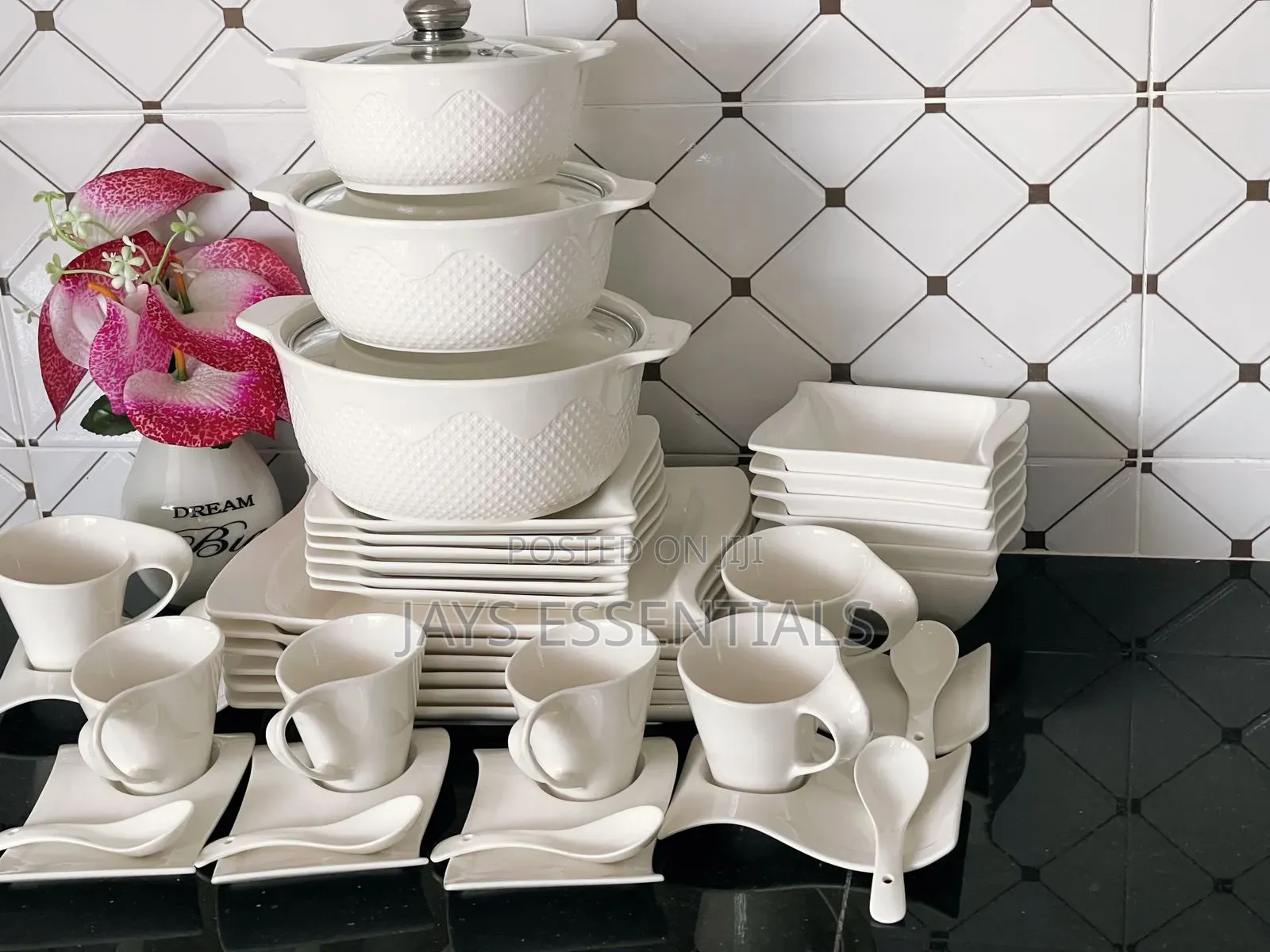 42pc White Dinner Set