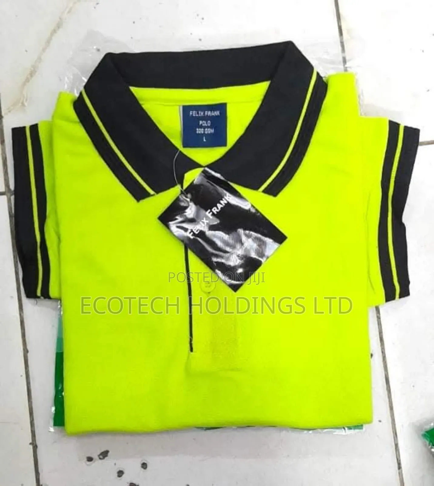 Polo T Shirt With Black Stripped Green Collar Km5rf