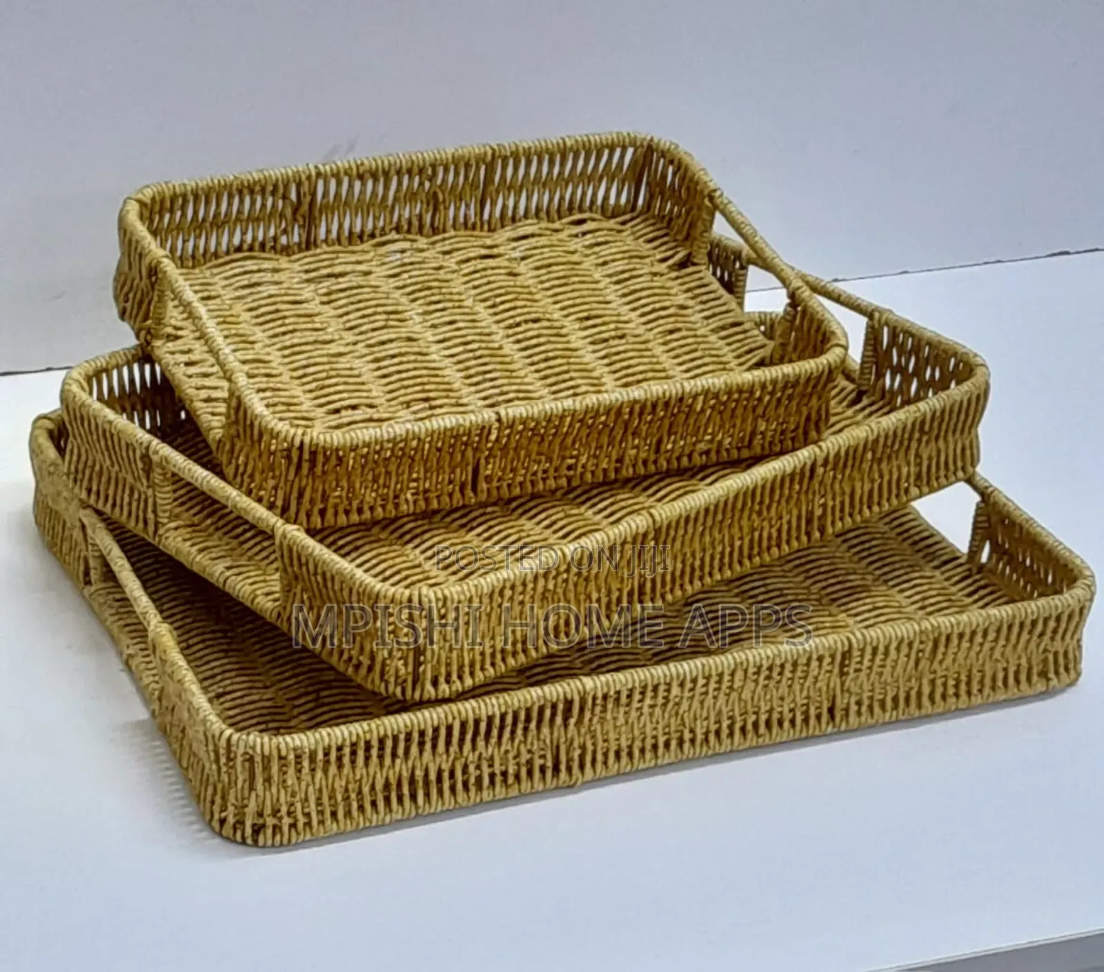 3pcs Rattan Trays