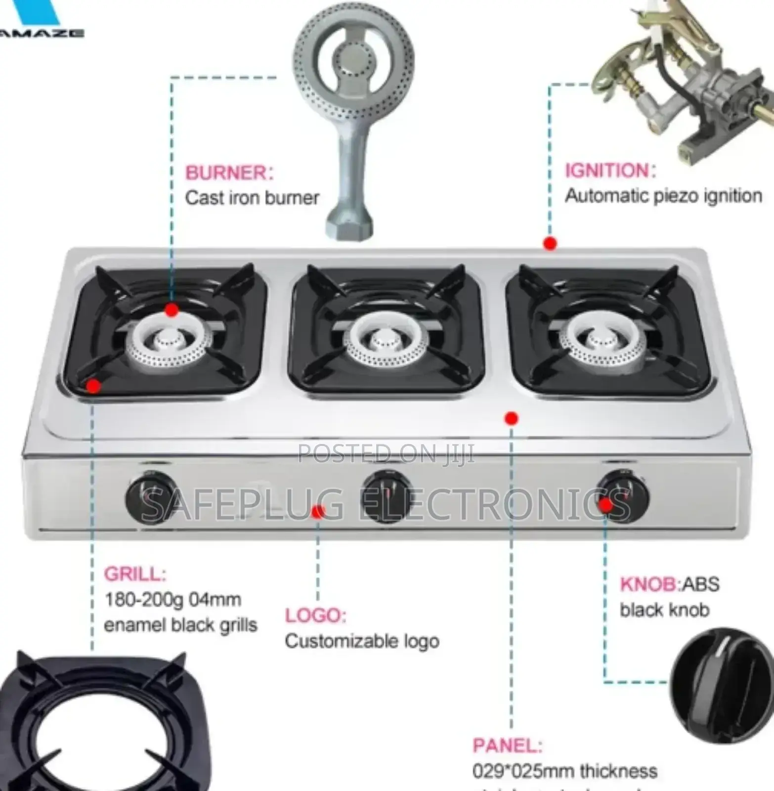 Amaze Table Top Cooker Stove Cooker 3 Burner