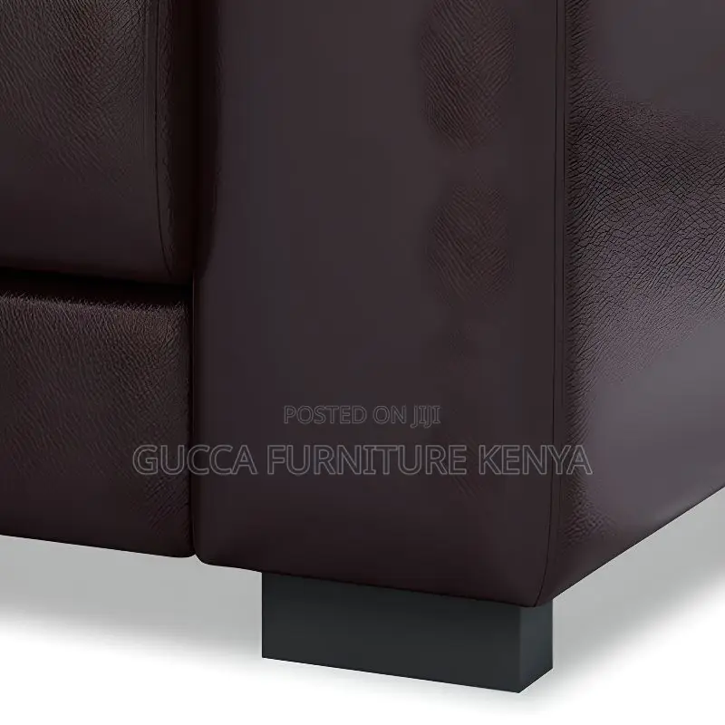 Sofas:5-User Black Leather Contemporary Office Sofa