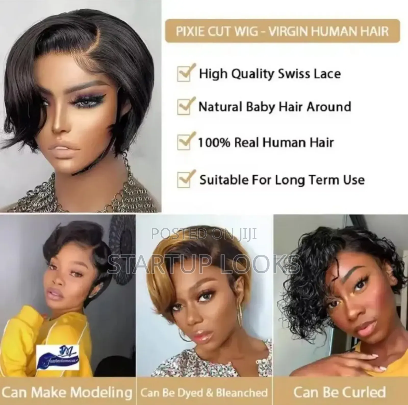 Tpart Pixie Human Hair Wig Short Bob Wig