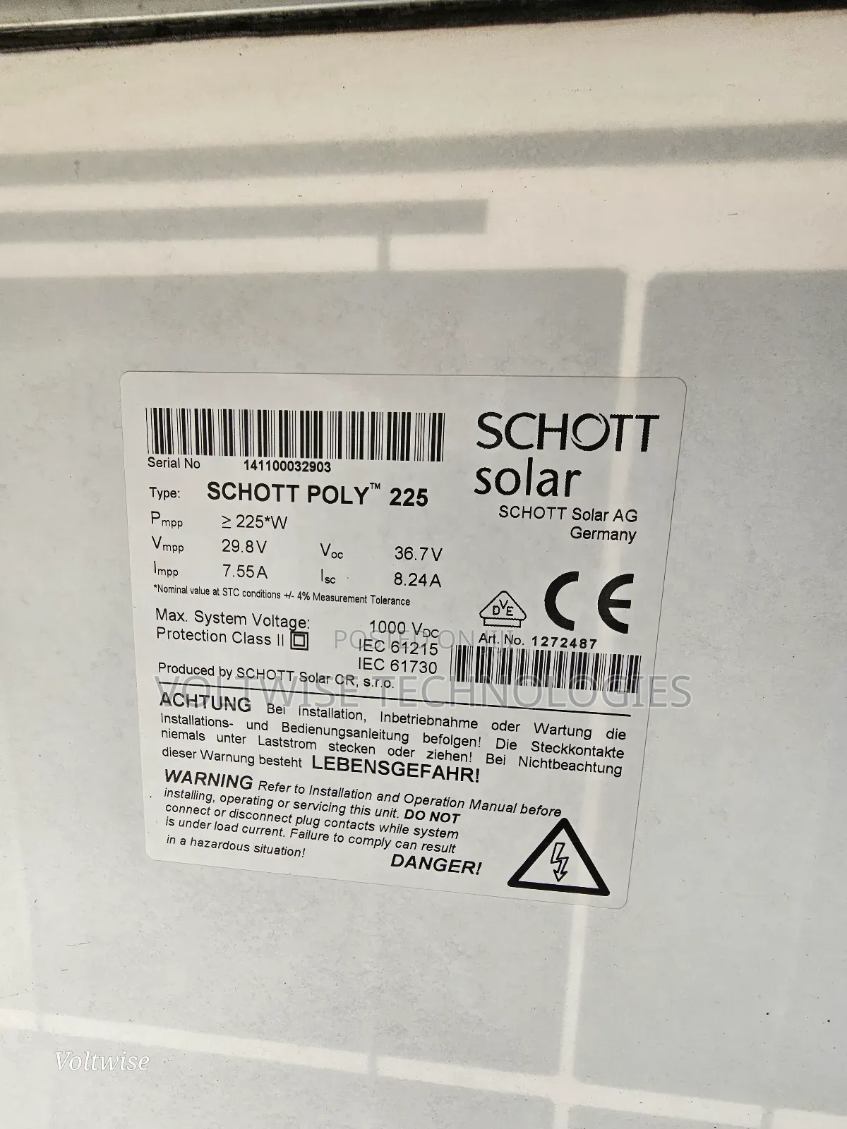 225W SCHOTT Solar Polycristaline Solar Panel Made in Germany