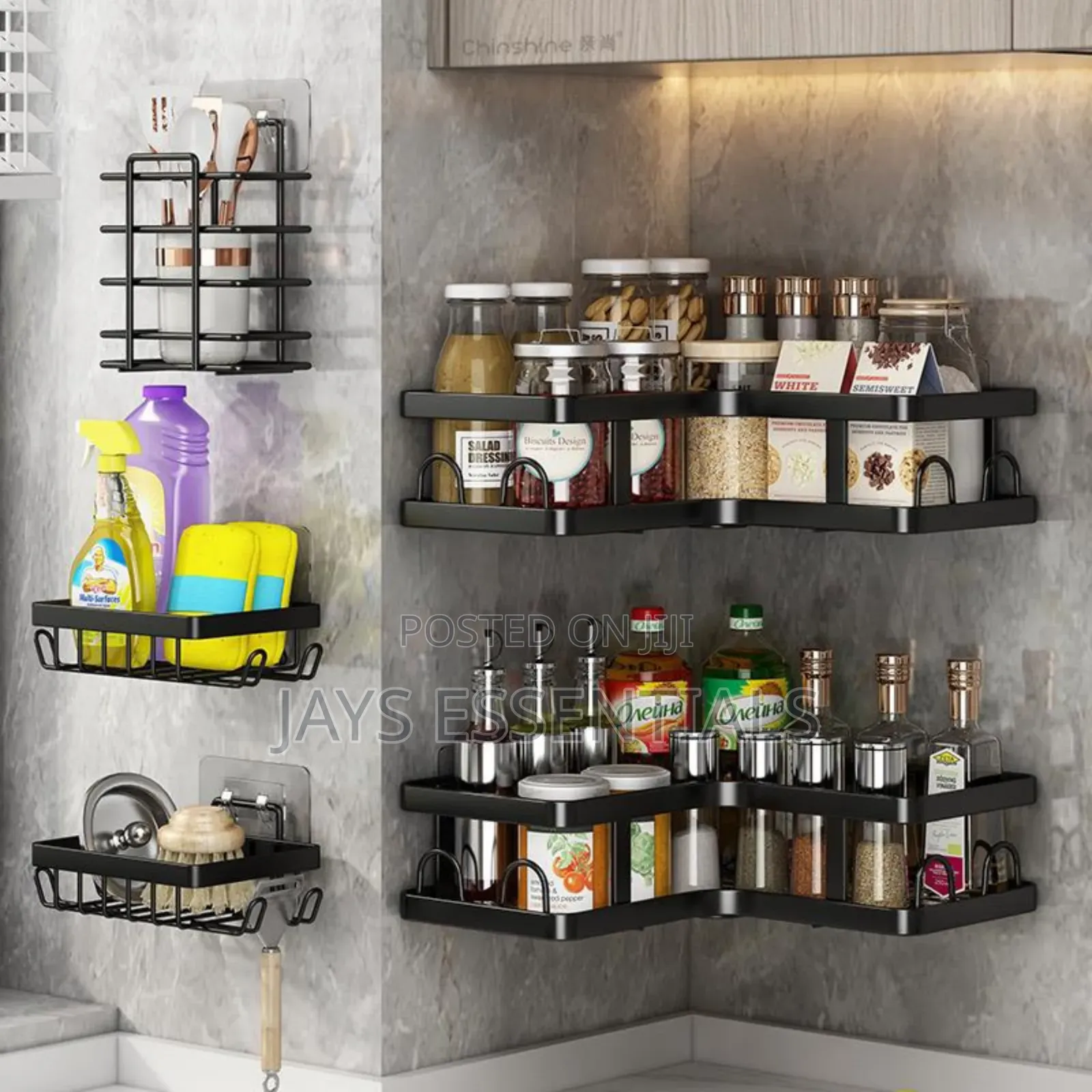 5pc Metallic Shower Kitchen Caddies