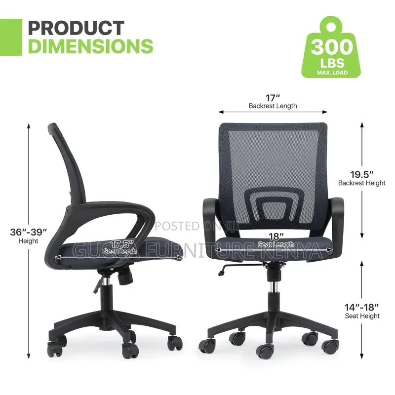 Office Chairs: Ergonomic Mid-Back Swivel Clerical Seat