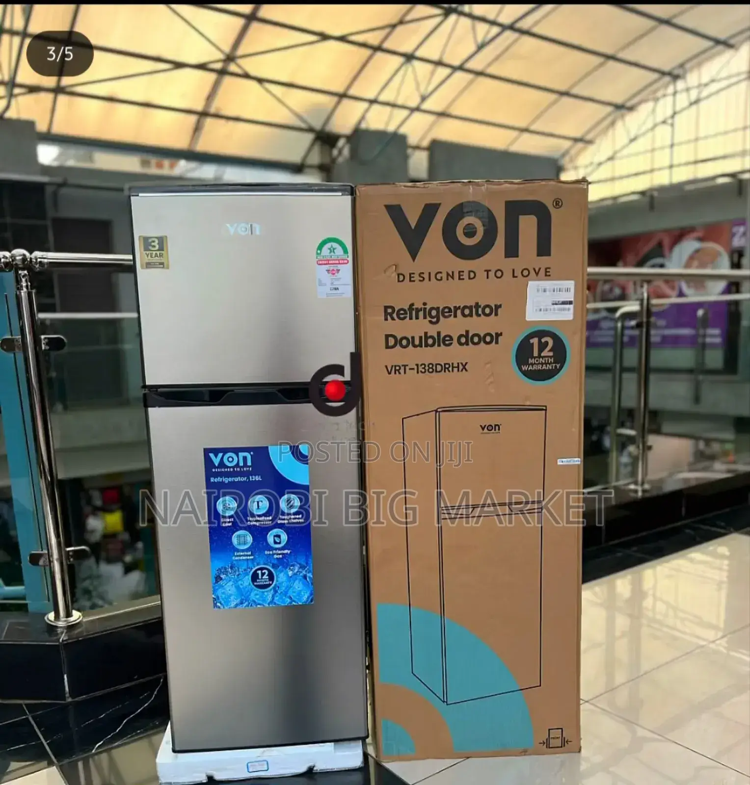 Vo 138 Liters Double Door Fridge