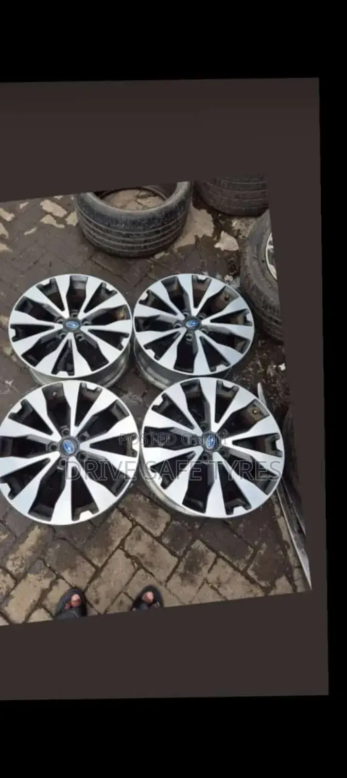 18 Inch Subaru Original Rims Black Silver Set