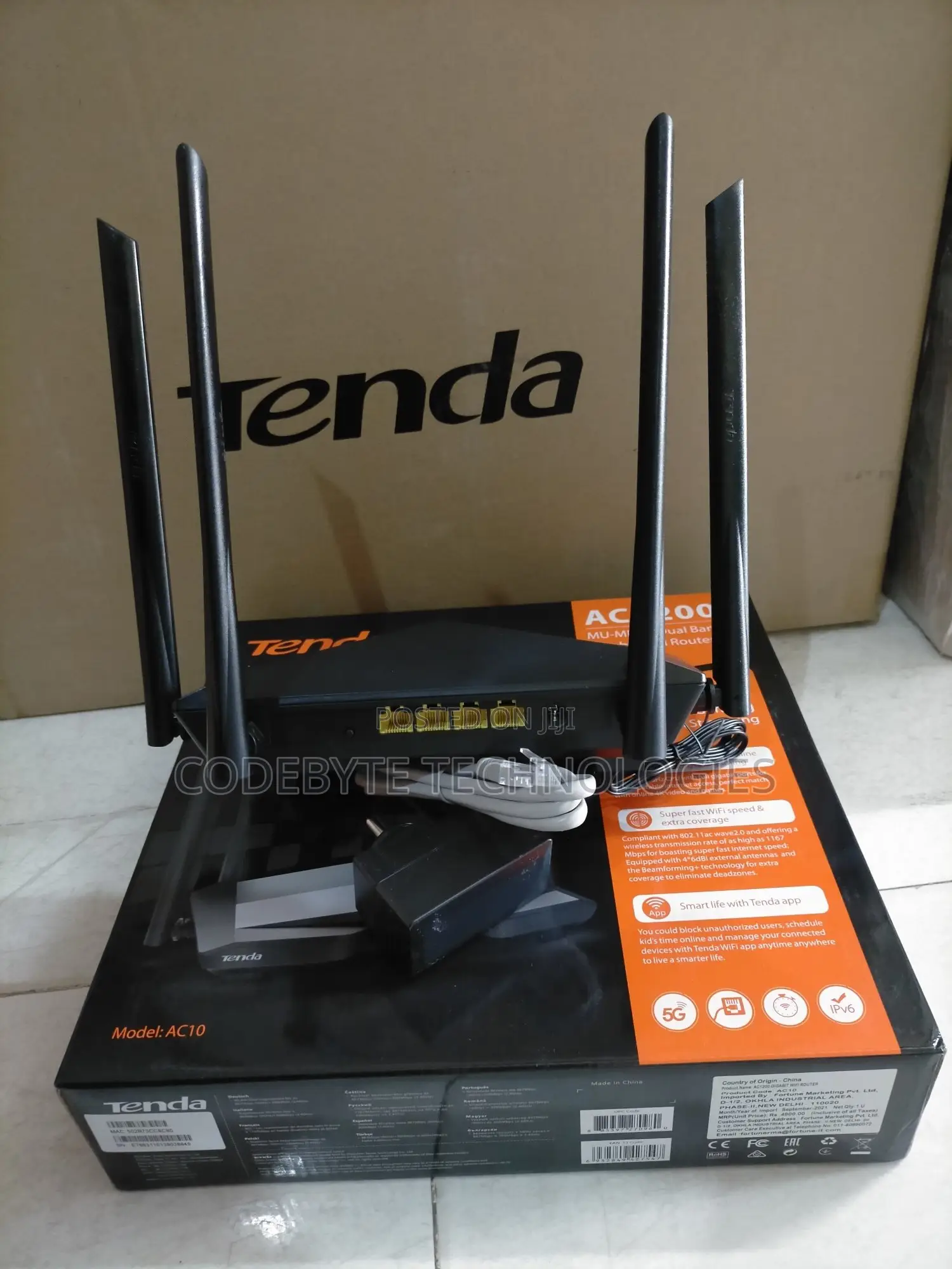 Tenda Ac10 Ac1200 Dual-Band Wireless Router Ac10 Ac1200
