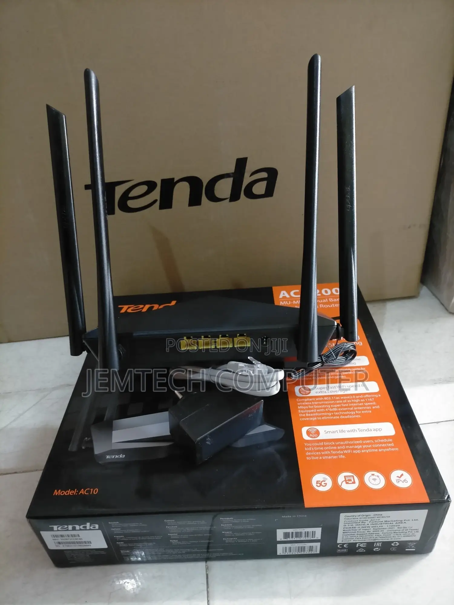 Tenda Ac10 Ac1200 Dual-Band Wireless Router Ac10 Ac1200