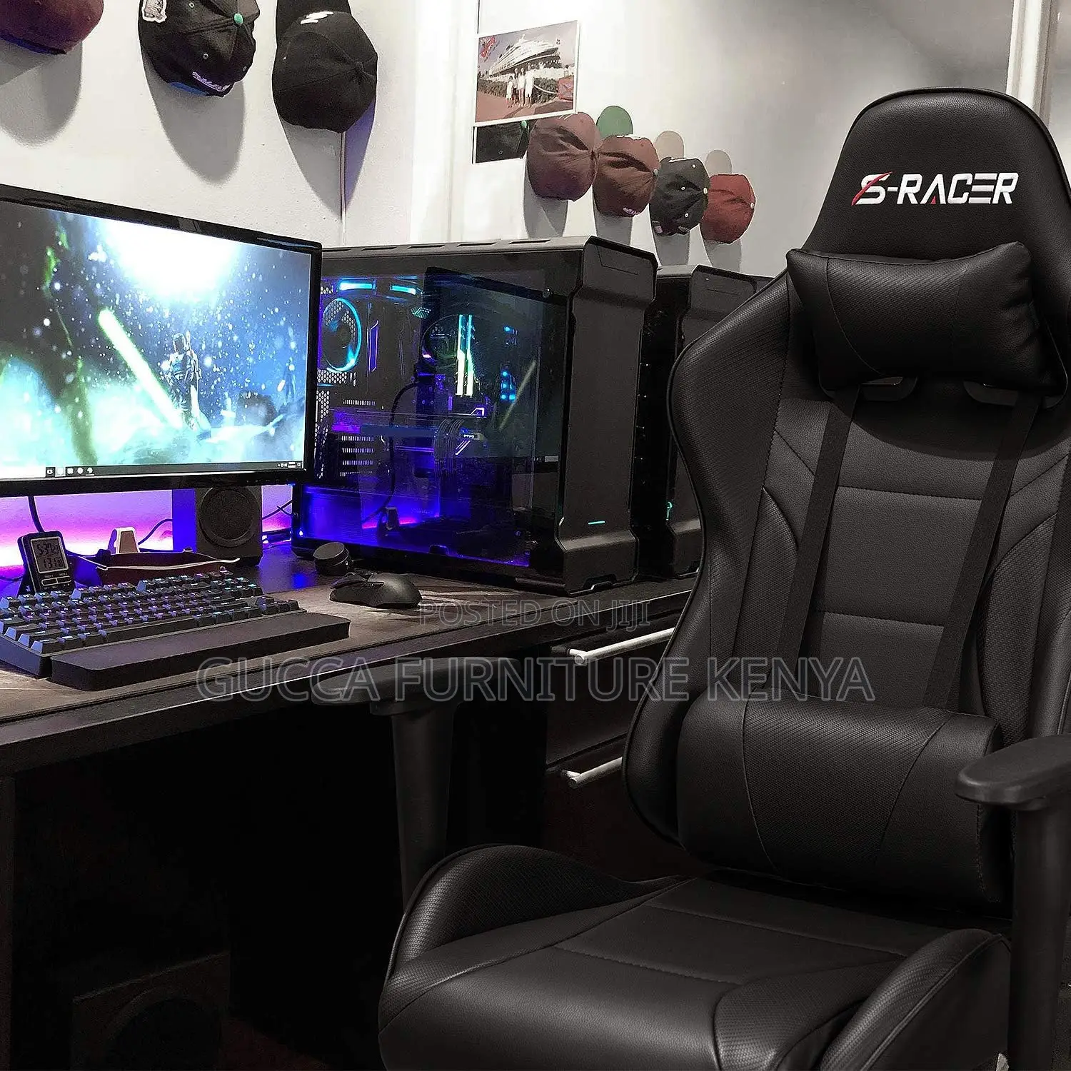 Office Chairs: Ergonomic High Back Leather Gamer Desk Chair