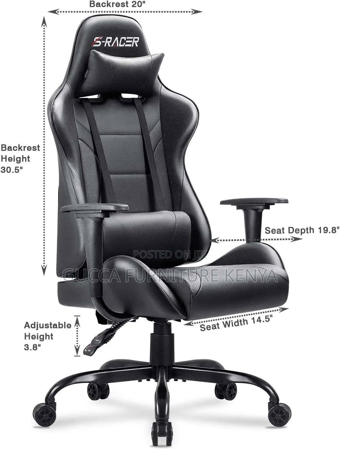 Office Chairs: Ergonomic High Back Leather Gamer Desk Chair