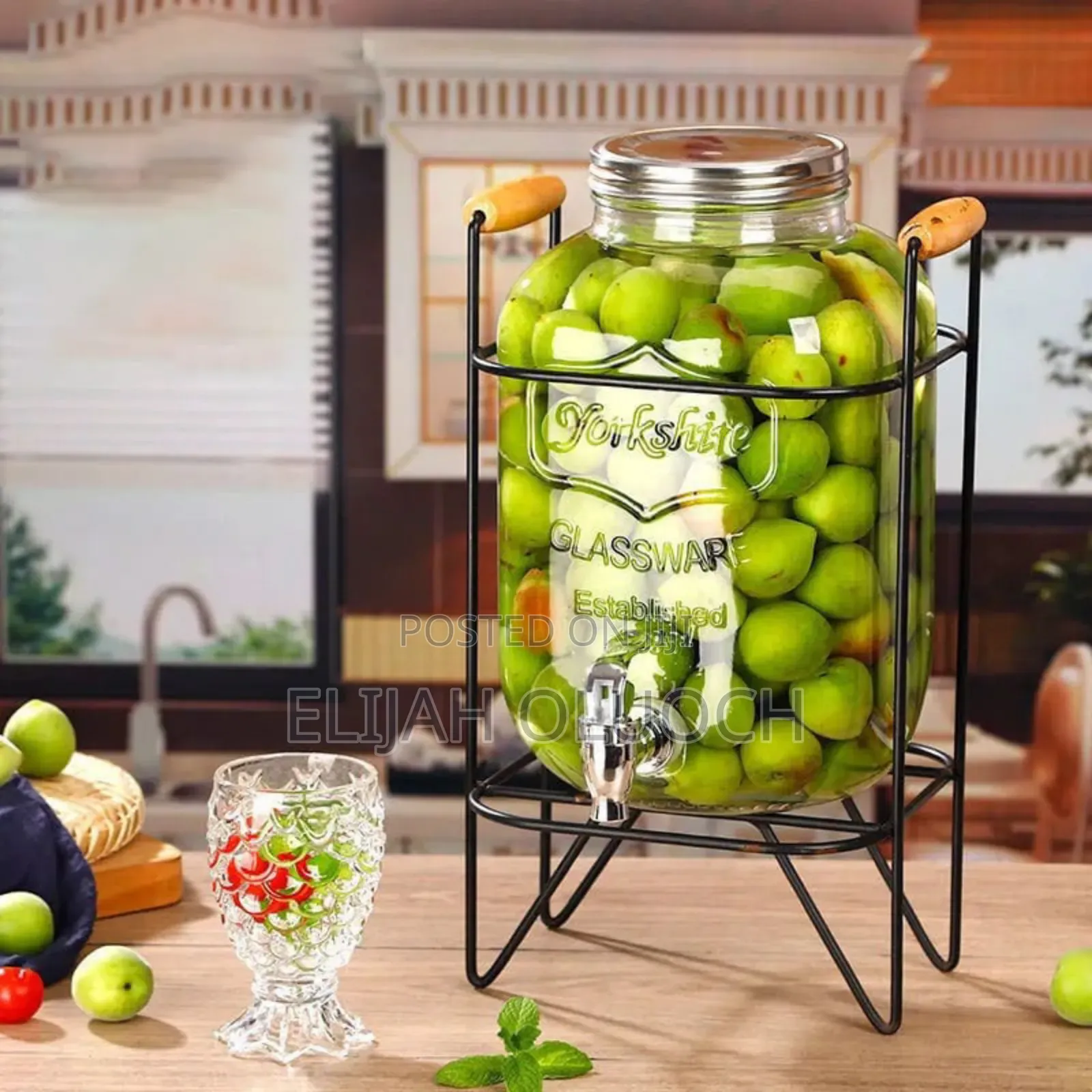 Glass Dispenser With Metallic Stand*