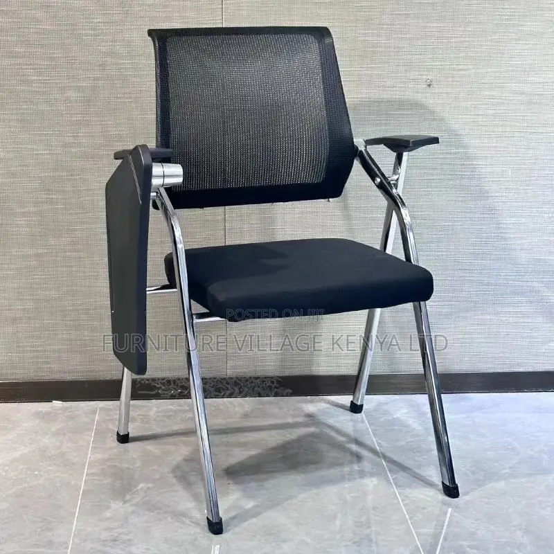 Modern Simple Blue Cloth Chair With Desk Attached,