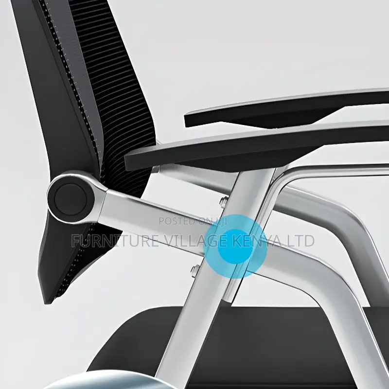 Modern Simple Blue Cloth Chair With Desk Attached,