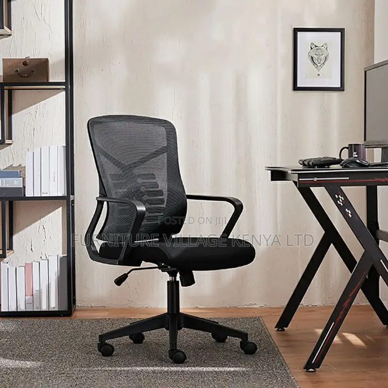 Ergonomic Mid-Back Mesh Task Chair With Fixed Arms