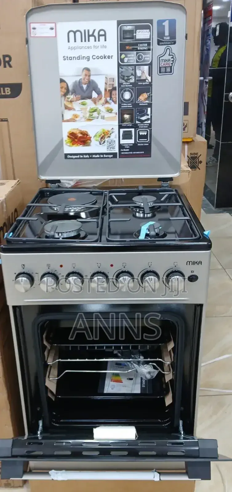 Mika 50×60 Silver 3gas+1electric Standing Cooker