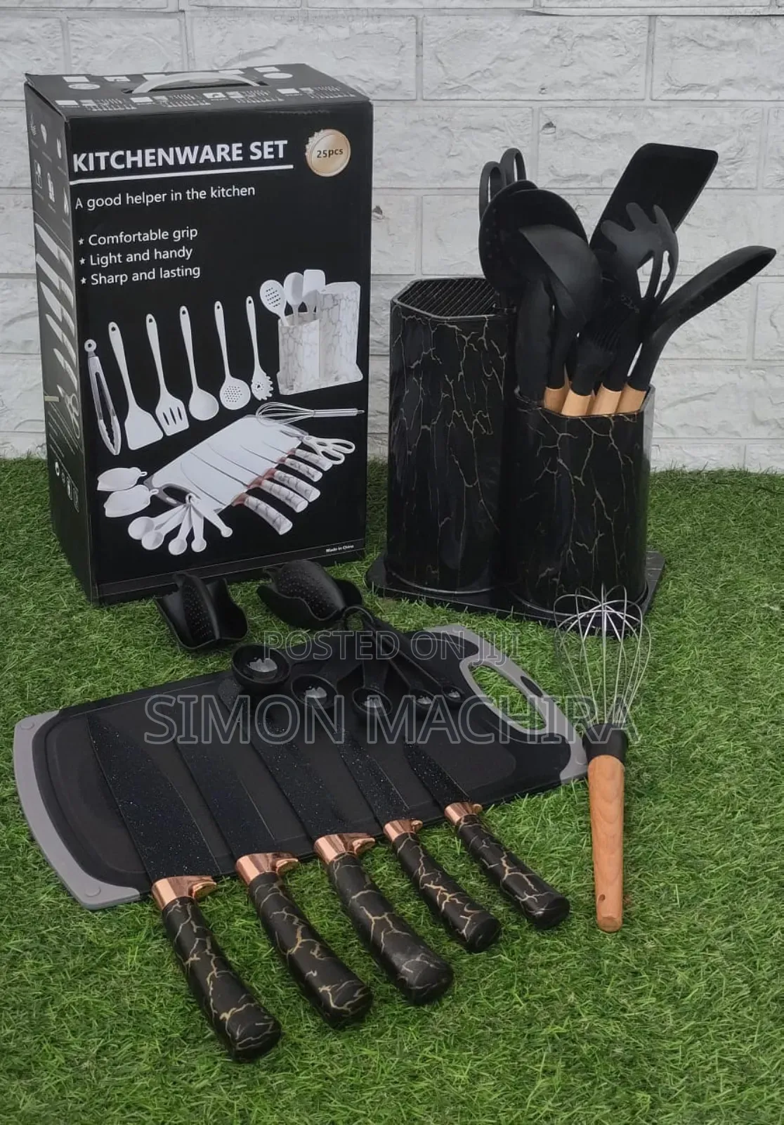 25pcs Silicone Marble Kitchenware Set Spoons