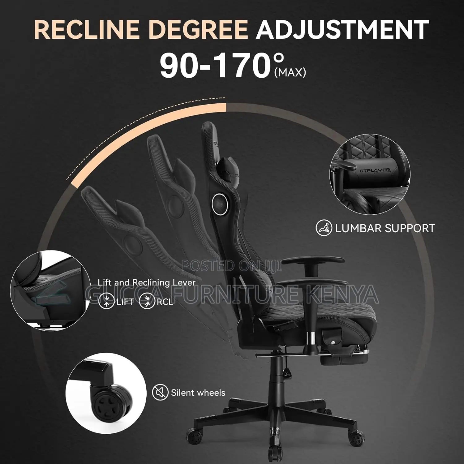 Office Chairs: High Back Height Adjustable Game Chair